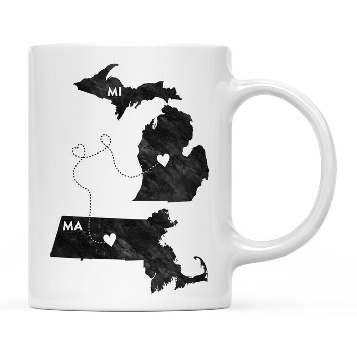 Andaz Press 11oz Black And White Modern Michigan Long Distance Coffee Mug-Set of 1-Andaz Press-Massachusetts-