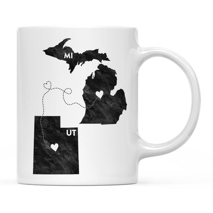 Andaz Press 11oz Black And White Modern Michigan Long Distance Coffee Mug-Set of 1-Andaz Press-Utah-
