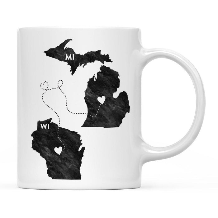 Andaz Press 11oz Black And White Modern Michigan Long Distance Coffee Mug-Set of 1-Andaz Press-Wisconsin-