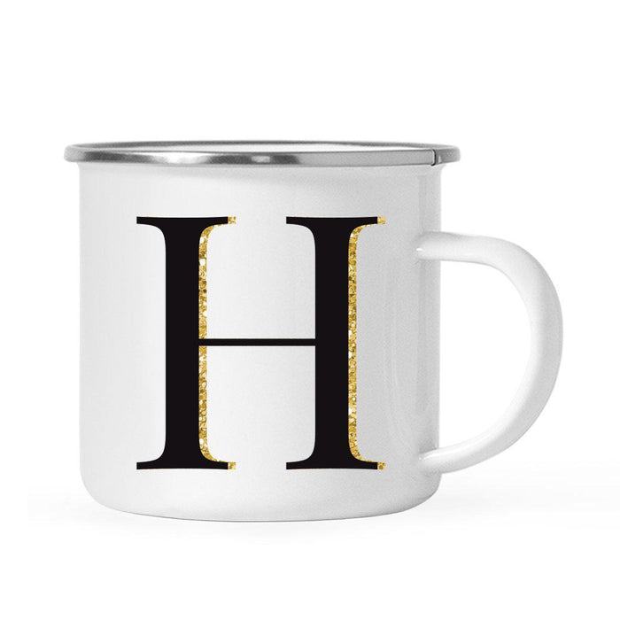 Andaz Press 11oz Black Faux Gold Glitter Monogram Campfire Coffee Mug-Set of 1-Andaz Press-A-