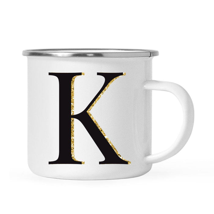 Andaz Press 11oz Black Faux Gold Glitter Monogram Campfire Coffee Mug-Set of 1-Andaz Press-A-