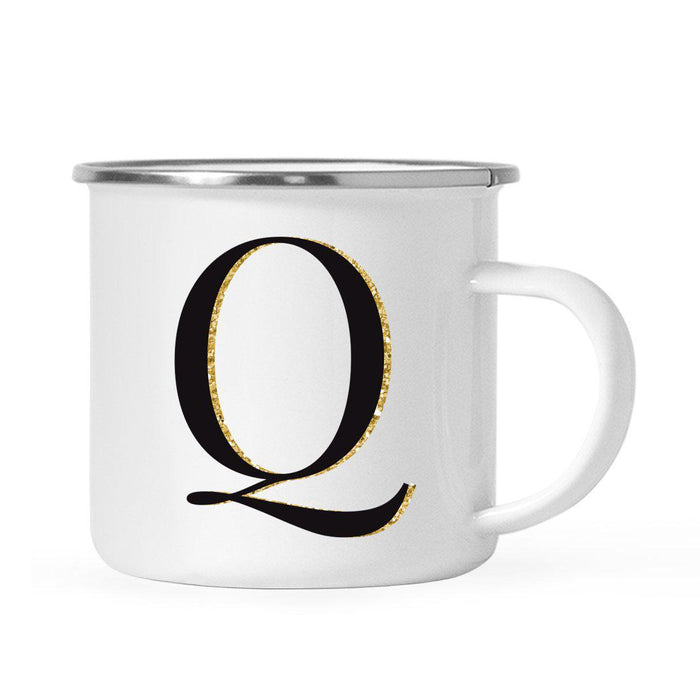 Andaz Press 11oz Black Faux Gold Glitter Monogram Campfire Coffee Mug-Set of 1-Andaz Press-A-