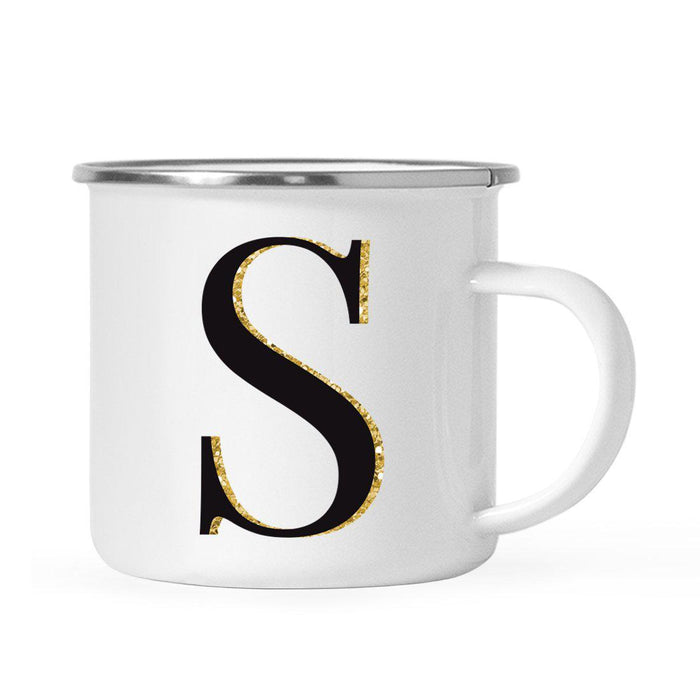 Andaz Press 11oz Black Faux Gold Glitter Monogram Campfire Coffee Mug-Set of 1-Andaz Press-A-