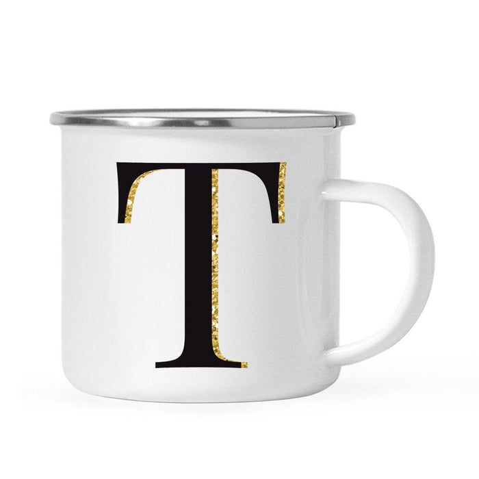 Andaz Press 11oz Black Faux Gold Glitter Monogram Campfire Coffee Mug-Set of 1-Andaz Press-A-