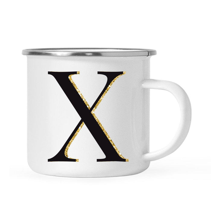 Andaz Press 11oz Black Faux Gold Glitter Monogram Campfire Coffee Mug-Set of 1-Andaz Press-A-