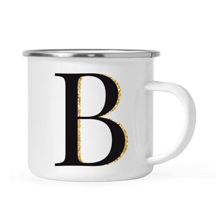 Andaz Press 11oz Black Faux Gold Glitter Monogram Campfire Coffee Mug-Set of 1-Andaz Press-A-