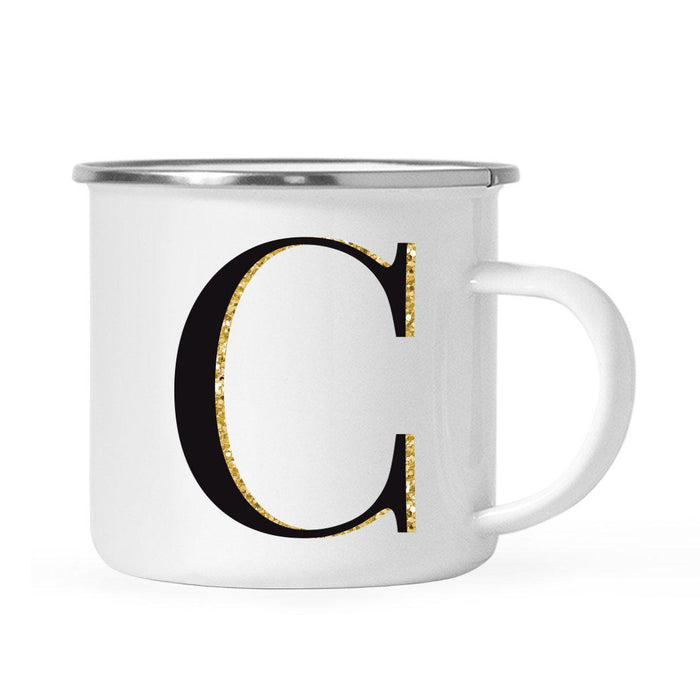 Andaz Press 11oz Black Faux Gold Glitter Monogram Campfire Coffee Mug-Set of 1-Andaz Press-A-