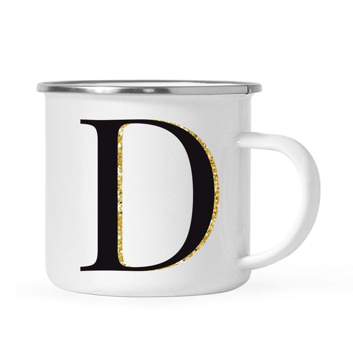 Andaz Press 11oz Black Faux Gold Glitter Monogram Campfire Coffee Mug-Set of 1-Andaz Press-A-