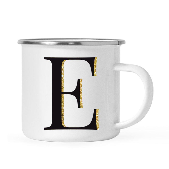 Andaz Press 11oz Black Faux Gold Glitter Monogram Campfire Coffee Mug-Set of 1-Andaz Press-A-