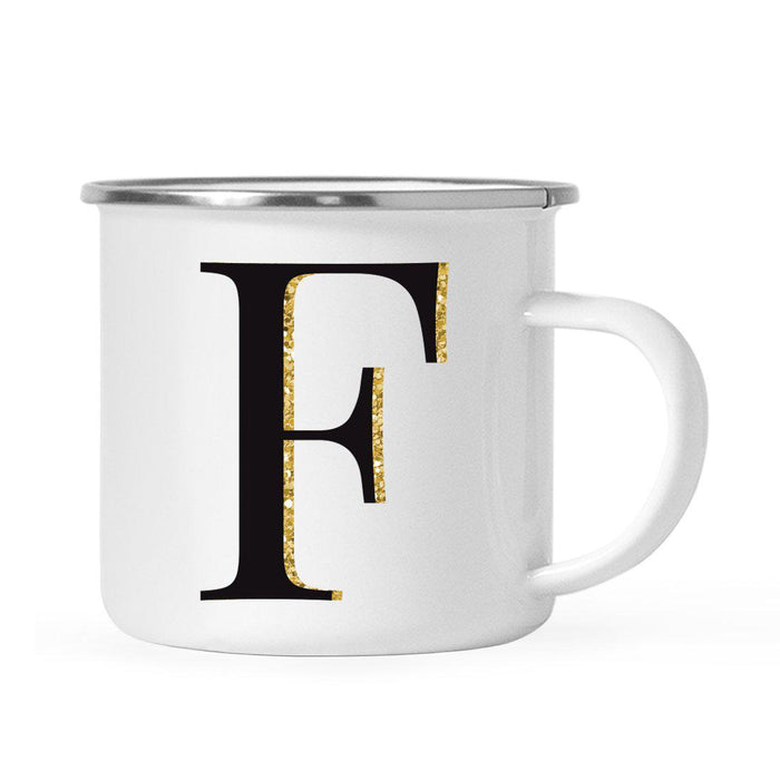 Andaz Press 11oz Black Faux Gold Glitter Monogram Campfire Coffee Mug-Set of 1-Andaz Press-F-