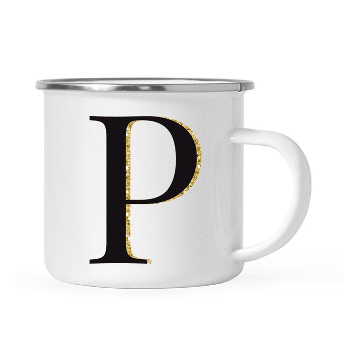 Andaz Press 11oz Black Faux Gold Glitter Monogram Campfire Coffee Mug-Set of 1-Andaz Press-P-