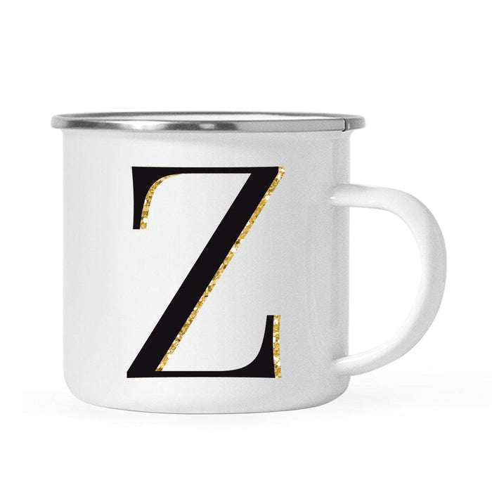 Andaz Press 11oz Black Faux Gold Glitter Monogram Campfire Coffee Mug-Set of 1-Andaz Press-Z-