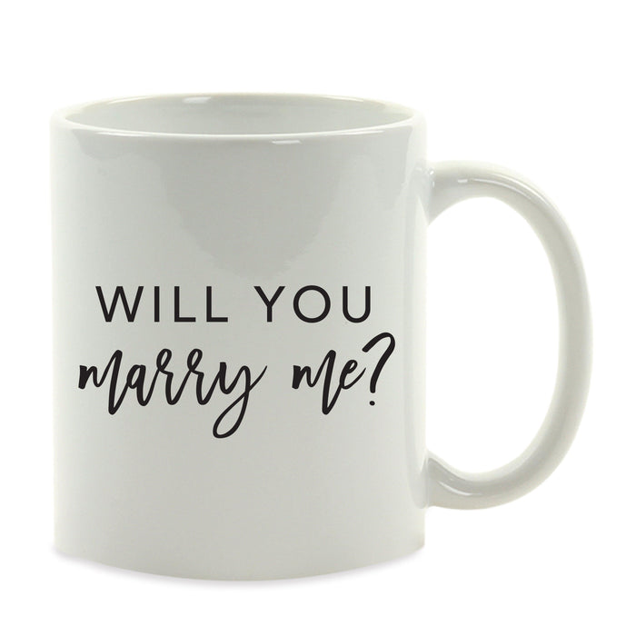 Andaz Press 11oz Black Handwritten Calligraphy Wedding Party Coffee Mug-Set of 1-Andaz Press-Will You Marry Me-