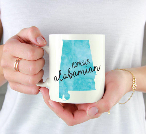 Andaz Press 11oz Black Homesick Watercolor US State Coffee Mug-Set of 1-Andaz Press-Alabama-