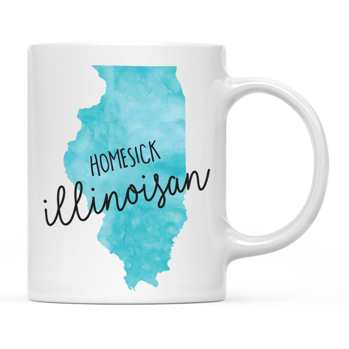 Andaz Press 11oz Black Homesick Watercolor US State Coffee Mug-Set of 1-Andaz Press-Illinois-
