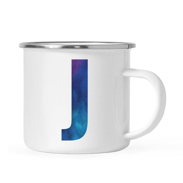 Andaz Press 11oz Blue Purple Watercolor Monogram Campfire Coffee Mug-Set of 1-Andaz Press-A-