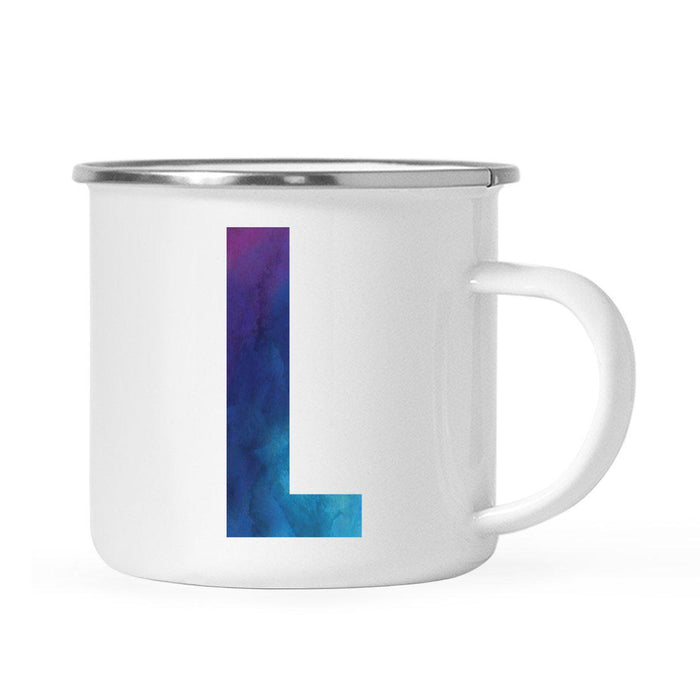 Andaz Press 11oz Blue Purple Watercolor Monogram Campfire Coffee Mug-Set of 1-Andaz Press-A-