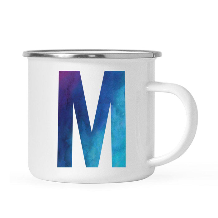 Andaz Press 11oz Blue Purple Watercolor Monogram Campfire Coffee Mug-Set of 1-Andaz Press-A-