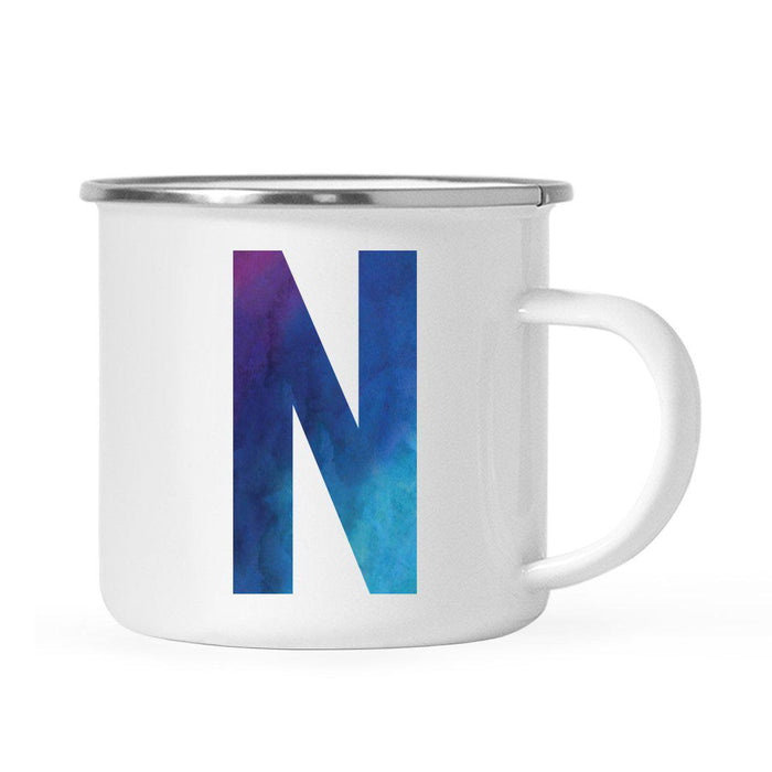 Andaz Press 11oz Blue Purple Watercolor Monogram Campfire Coffee Mug-Set of 1-Andaz Press-A-