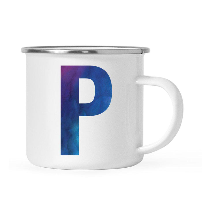 Andaz Press 11oz Blue Purple Watercolor Monogram Campfire Coffee Mug-Set of 1-Andaz Press-A-