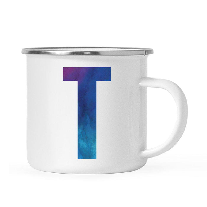 Andaz Press 11oz Blue Purple Watercolor Monogram Campfire Coffee Mug-Set of 1-Andaz Press-A-