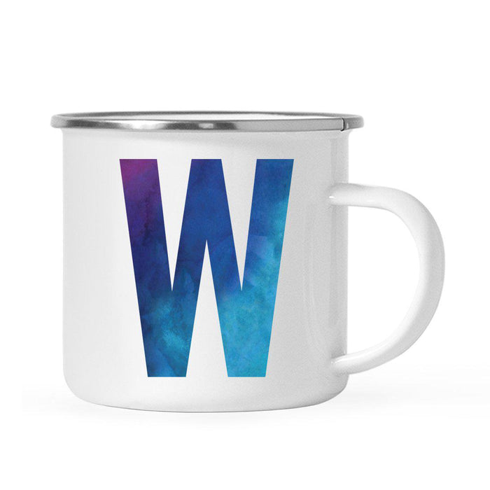 Andaz Press 11oz Blue Purple Watercolor Monogram Campfire Coffee Mug-Set of 1-Andaz Press-A-