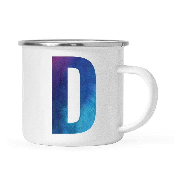 Andaz Press 11oz Blue Purple Watercolor Monogram Campfire Coffee Mug-Set of 1-Andaz Press-A-