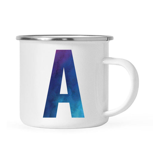 Andaz Press 11oz Blue Purple Watercolor Monogram Campfire Coffee Mug-Set of 1-Andaz Press-A-