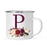 Andaz Press 11oz Bohemian Fall Autumn Burgundy Marsala Floral Flower and Feathers Arrangement Monogram Campfire Coffee Mug-Set of 1-Andaz Press-A-