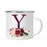Andaz Press 11oz Bohemian Fall Autumn Burgundy Marsala Floral Flower and Feathers Arrangement Monogram Campfire Coffee Mug-Set of 1-Andaz Press-A-