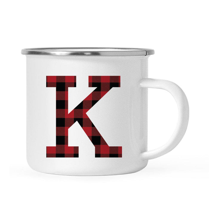 Andaz Press 11oz Buffalo Red Plaid Monogram Campfire Coffee Mug-Set of 1-Andaz Press-A-