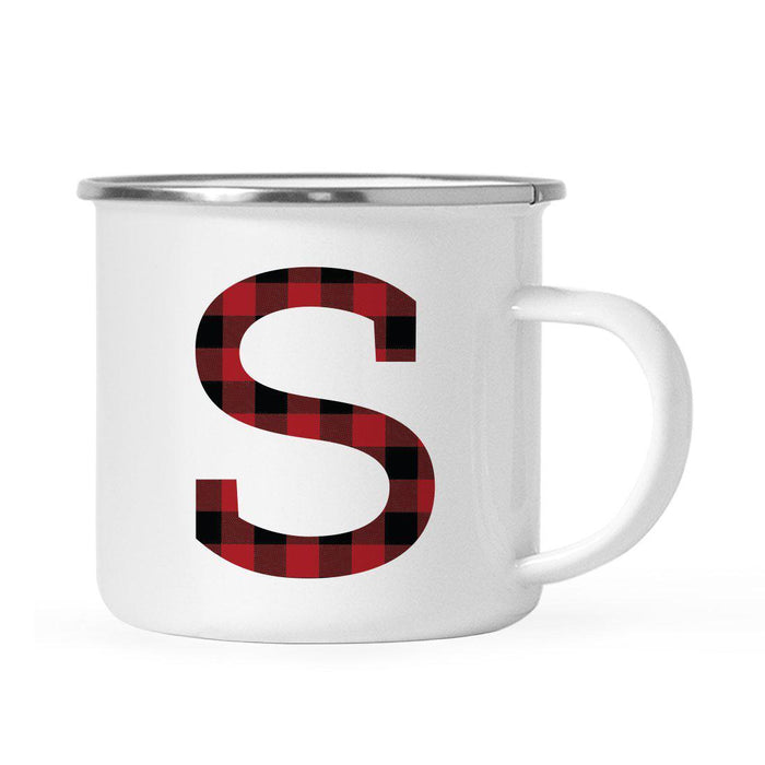 Andaz Press 11oz Buffalo Red Plaid Monogram Campfire Coffee Mug-Set of 1-Andaz Press-A-