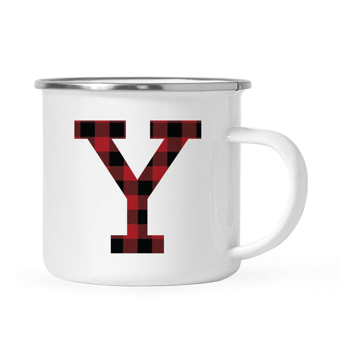Andaz Press 11oz Buffalo Red Plaid Monogram Campfire Coffee Mug-Set of 1-Andaz Press-A-