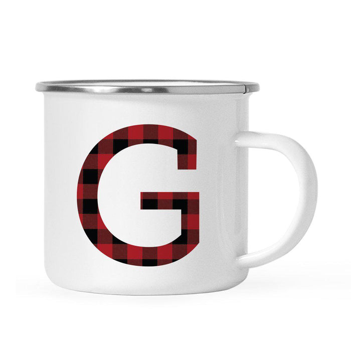 Andaz Press 11oz Buffalo Red Plaid Monogram Campfire Coffee Mug-Set of 1-Andaz Press-A-