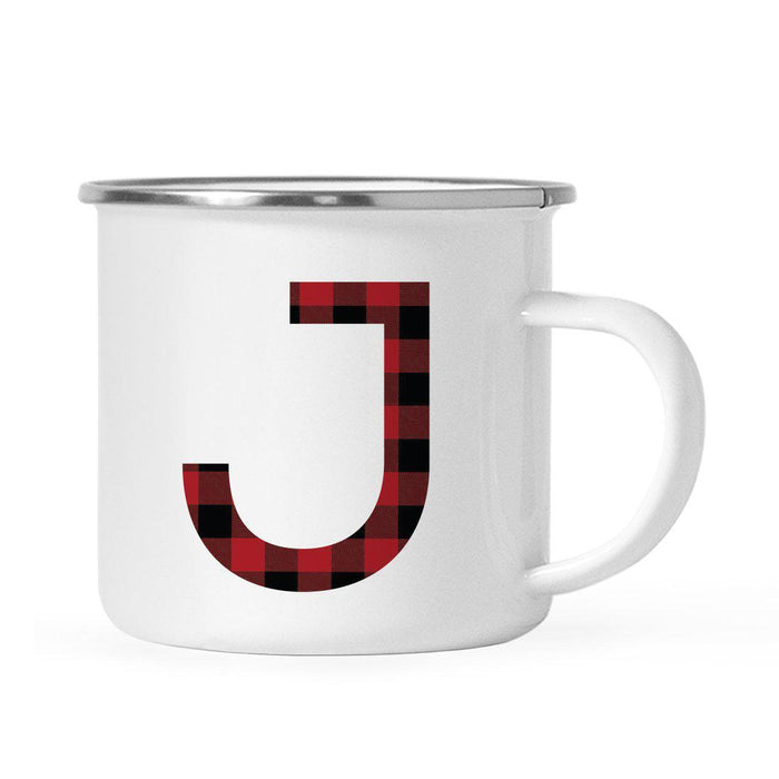 Andaz Press 11oz Buffalo Red Plaid Monogram Campfire Coffee Mug-Set of 1-Andaz Press-J-