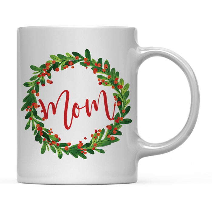 Andaz Press 11oz Christmas Red Berries Green Leaves Floral Wreath Coffee Mug-Set of 1-Andaz Press-Aunt-
