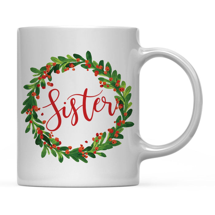 Andaz Press 11oz Christmas Red Berries Green Leaves Floral Wreath Coffee Mug-Set of 1-Andaz Press-Aunt-