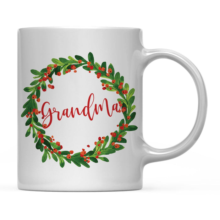 Andaz Press 11oz Christmas Red Berries Green Leaves Floral Wreath Coffee Mug-Set of 1-Andaz Press-Aunt-