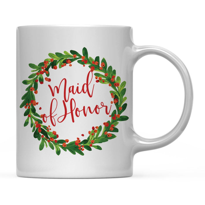 Andaz Press 11oz Christmas Red Berries Green Leaves Floral Wreath Coffee Mug-Set of 1-Andaz Press-Aunt-