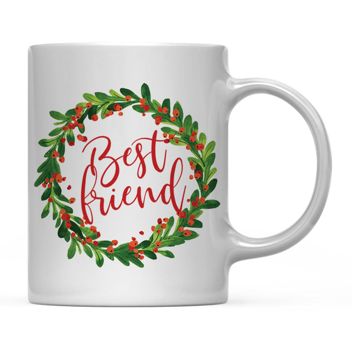 Andaz Press 11oz Christmas Red Berries Green Leaves Floral Wreath Coffee Mug-Set of 1-Andaz Press-Aunt-