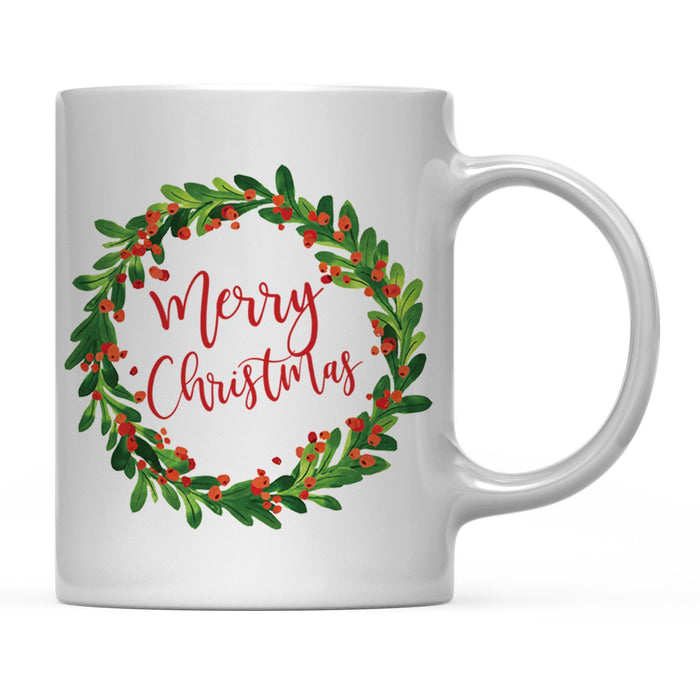 Andaz Press 11oz Christmas Red Berries Green Leaves Floral Wreath Coffee Mug-Set of 1-Andaz Press-Aunt-