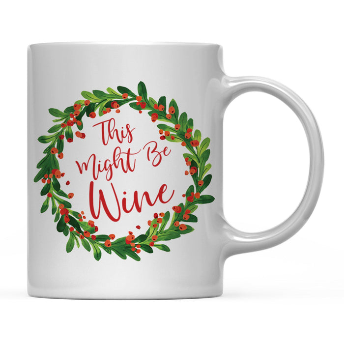 Andaz Press 11oz Christmas Red Berries Green Leaves Floral Wreath Coffee Mug-Set of 1-Andaz Press-Aunt-