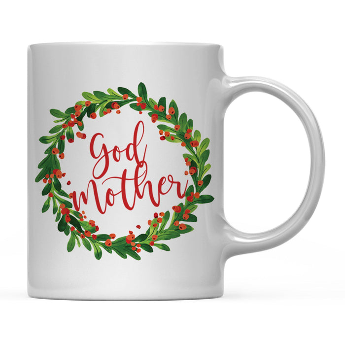 Andaz Press 11oz Christmas Red Berries Green Leaves Floral Wreath Coffee Mug-Set of 1-Andaz Press-Aunt-
