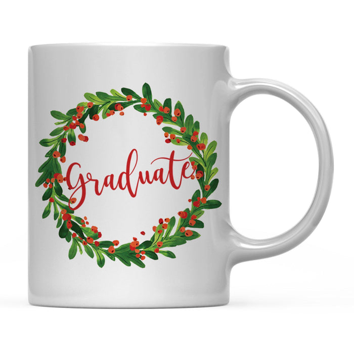 Andaz Press 11oz Christmas Red Berries Green Leaves Floral Wreath Coffee Mug-Set of 1-Andaz Press-Aunt-
