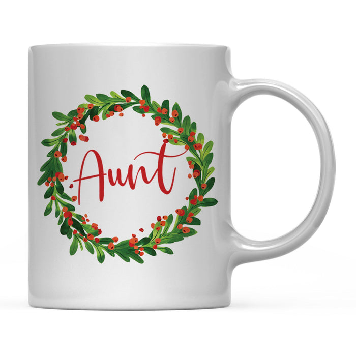 Andaz Press 11oz Christmas Red Berries Green Leaves Floral Wreath Coffee Mug-Set of 1-Andaz Press-Aunt-