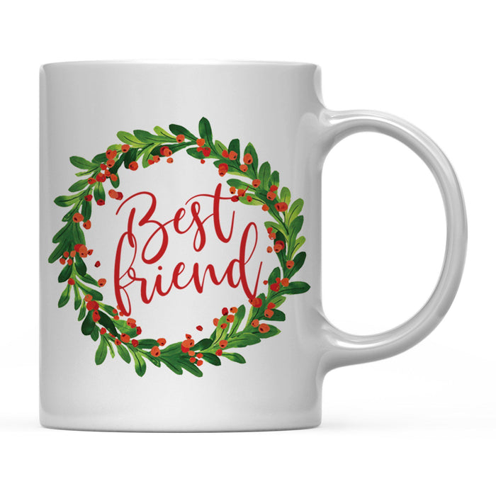 Andaz Press 11oz Christmas Red Berries Green Leaves Floral Wreath Coffee Mug-Set of 1-Andaz Press-Best Friend-