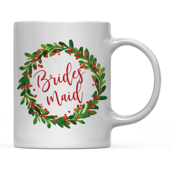 Andaz Press 11oz Christmas Red Berries Green Leaves Floral Wreath Coffee Mug-Set of 1-Andaz Press-Bridesmaid-