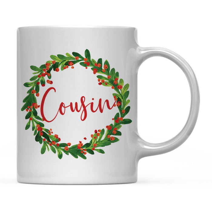 Andaz Press 11oz Christmas Red Berries Green Leaves Floral Wreath Coffee Mug-Set of 1-Andaz Press-Cousin-