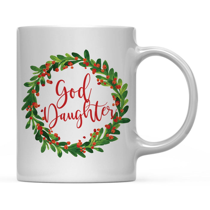 Andaz Press 11oz Christmas Red Berries Green Leaves Floral Wreath Coffee Mug-Set of 1-Andaz Press-God Daughter-