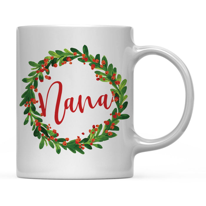 Andaz Press 11oz Christmas Red Berries Green Leaves Floral Wreath Coffee Mug-Set of 1-Andaz Press-Grandma Nana-